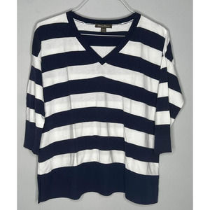 Tommy Bahama Women's V Neck Sweater Navy/White Medium
